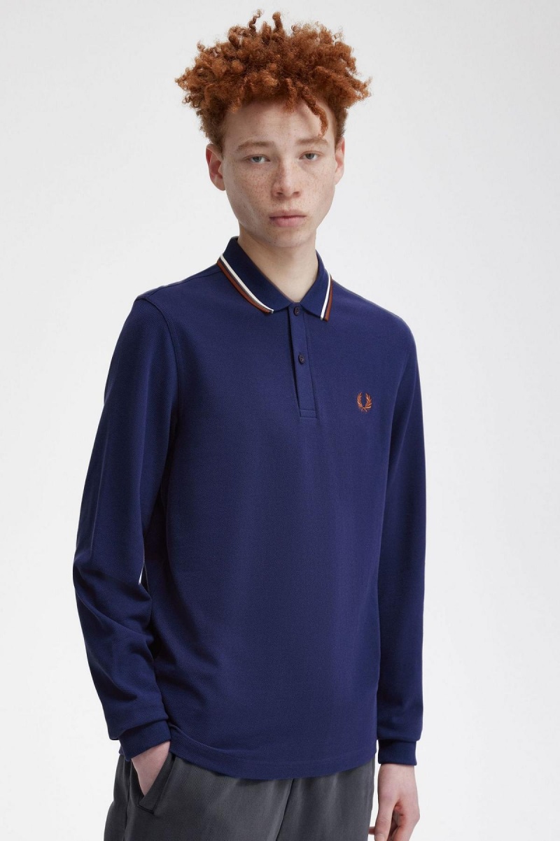 Fred Perry M3636 Polo Shirts Herren Navy Braun | CHICD69344