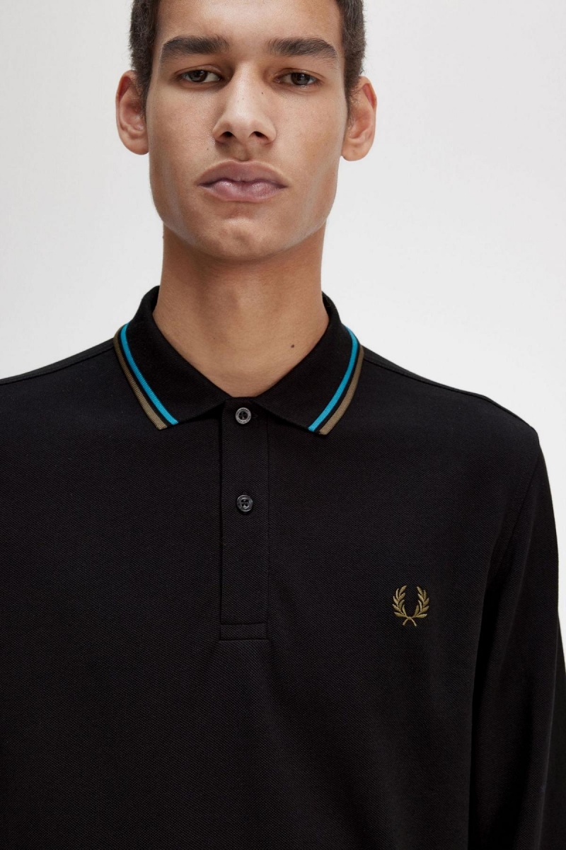 Fred Perry M3636 Polo Shirts Herren Schwarz Blau Grün | CHICD70136
