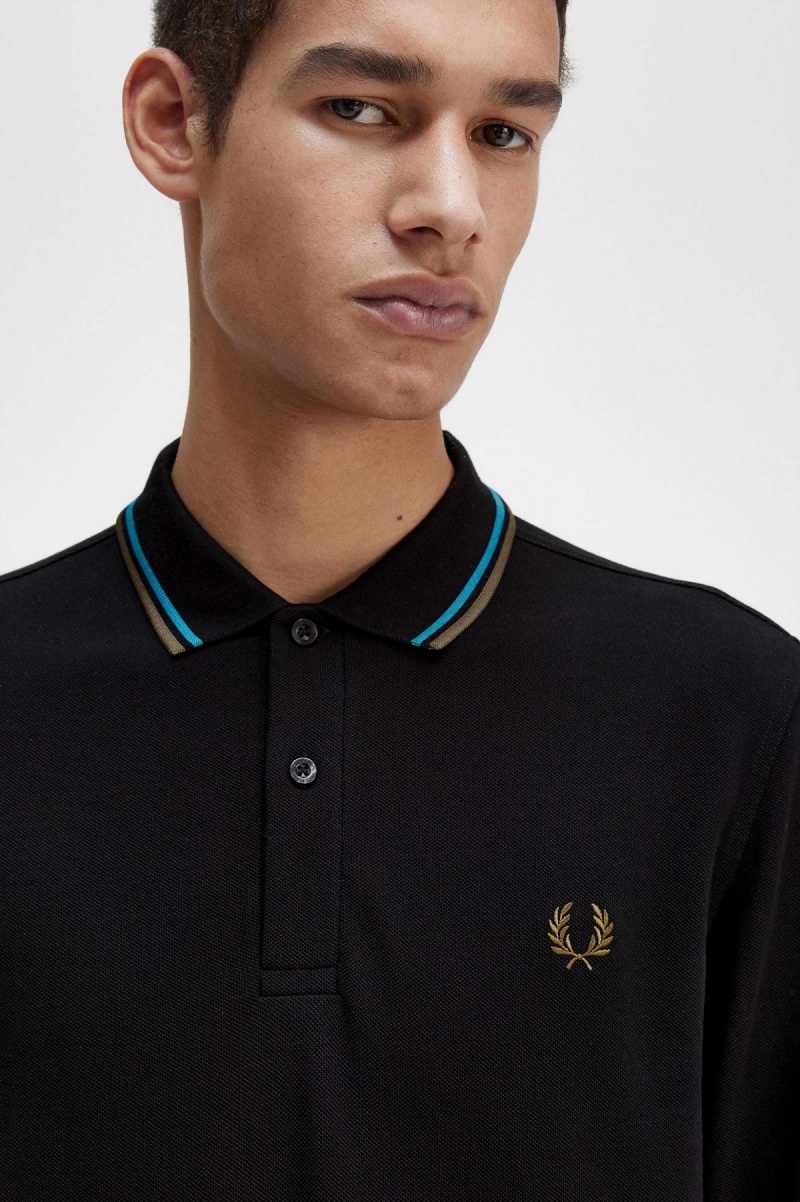 Fred Perry M3636 Polo Shirts Herren Schwarz Blau Grün | CHICD70136