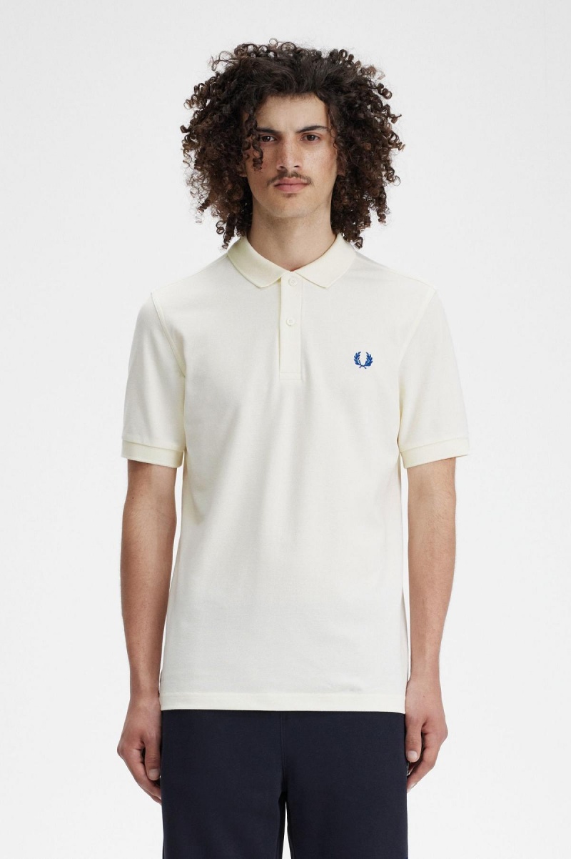 Fred Perry M6000 Fred Perry Shirt Herren Ecru / Shaded Cobalt | BCHSO23592