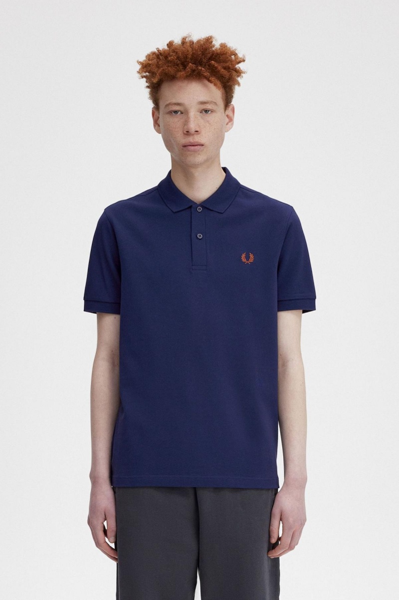 Fred Perry M6000 Fred Perry Shirt Herren Navy Braun | SCHNY23524