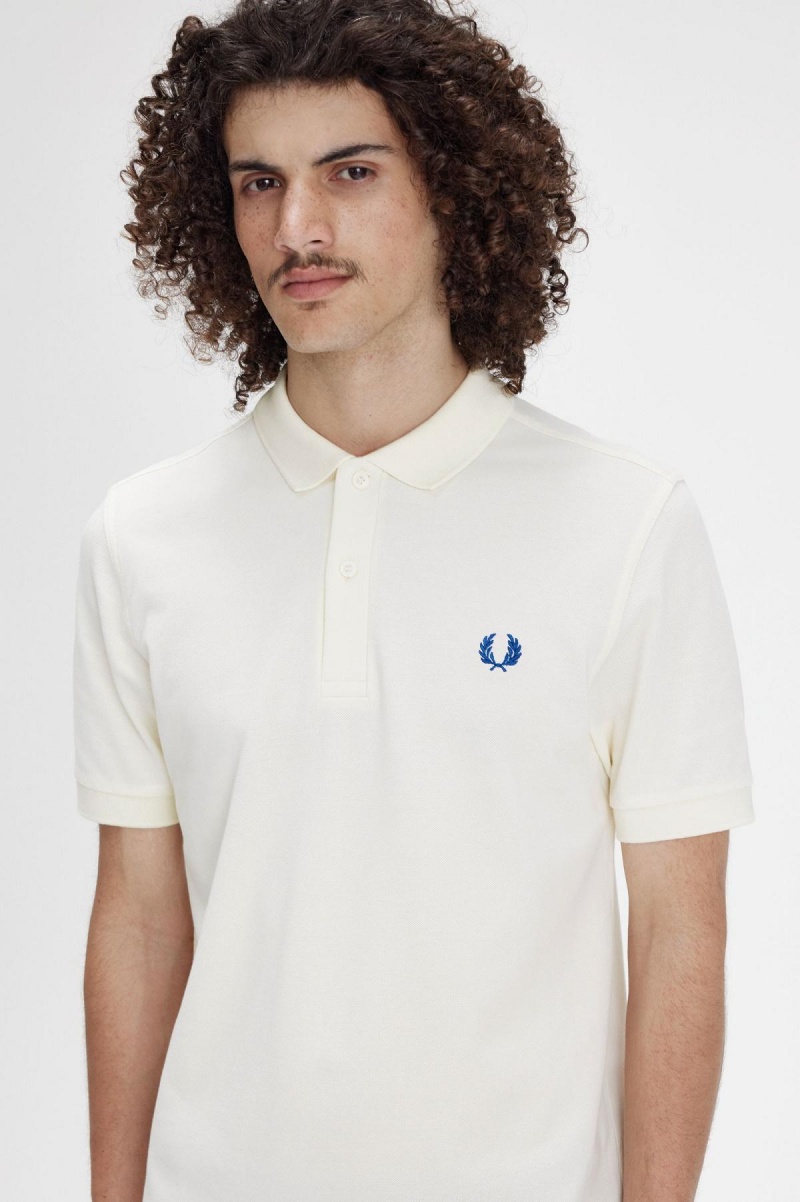 Fred Perry M6000 Polo Shirts Herren Ecru / Shaded Cobalt | CHEGJ46280