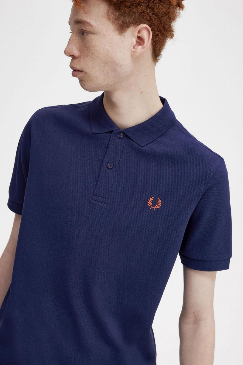 Fred Perry M6000 Polo Shirts Herren Navy Braun | SCHVO33701