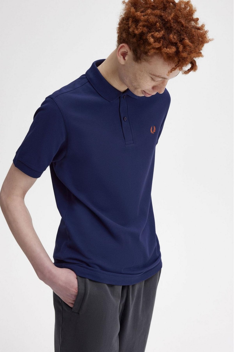 Fred Perry M6000 Polo Shirts Herren Navy Braun | SCHVO33701