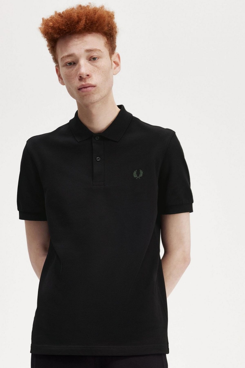 Fred Perry M6000 Polo Shirts Herren Schwarz Grün | QCHUV23350
