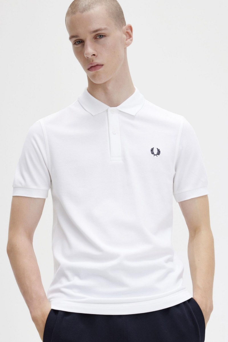 Fred Perry M6000 Polo Shirts Herren Weiß Navy | CHJBT53168