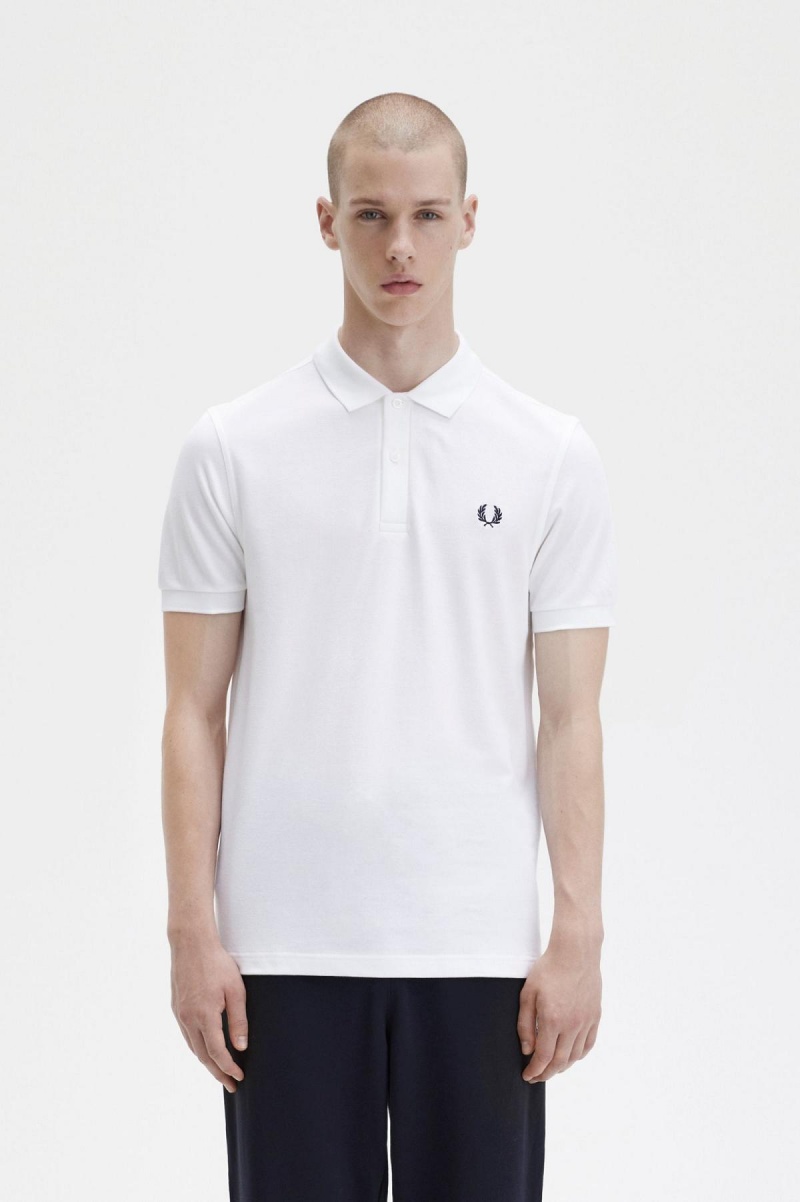 Fred Perry M6000 Polo Shirts Herren Weiß Navy | CHJBT53168