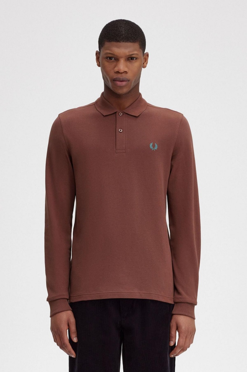 Fred Perry M6006 Fred Perry Shirt Herren Braun Tiefesmintfarben | MCHHR57448