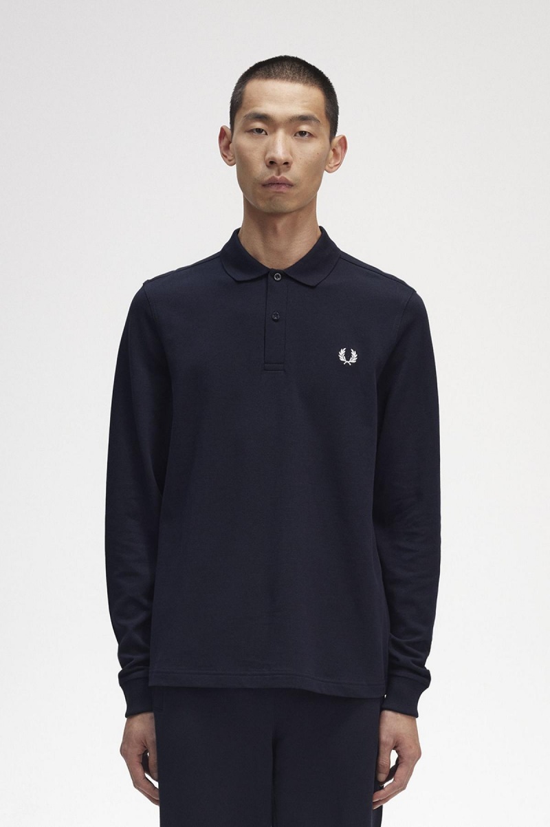 Fred Perry M6006 Fred Perry Shirt Herren Navy Weiß | ZCHMJ65362