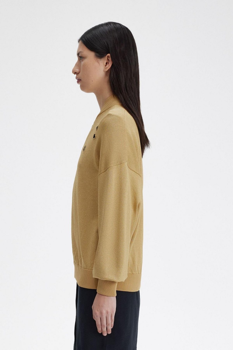 Fred Perry Metallic Gestrickt Bomber Mäntel Damen Gold | YCHGT33097