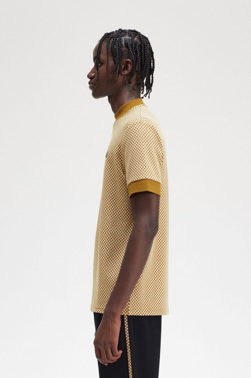 Fred Perry Micro Chequerboard T-shirts Herren Dunkel | YCHVQ89326