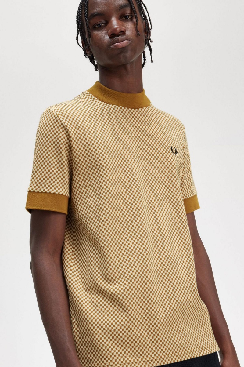 Fred Perry Micro Chequerboard T-shirts Herren Dunkel | YCHVQ89326