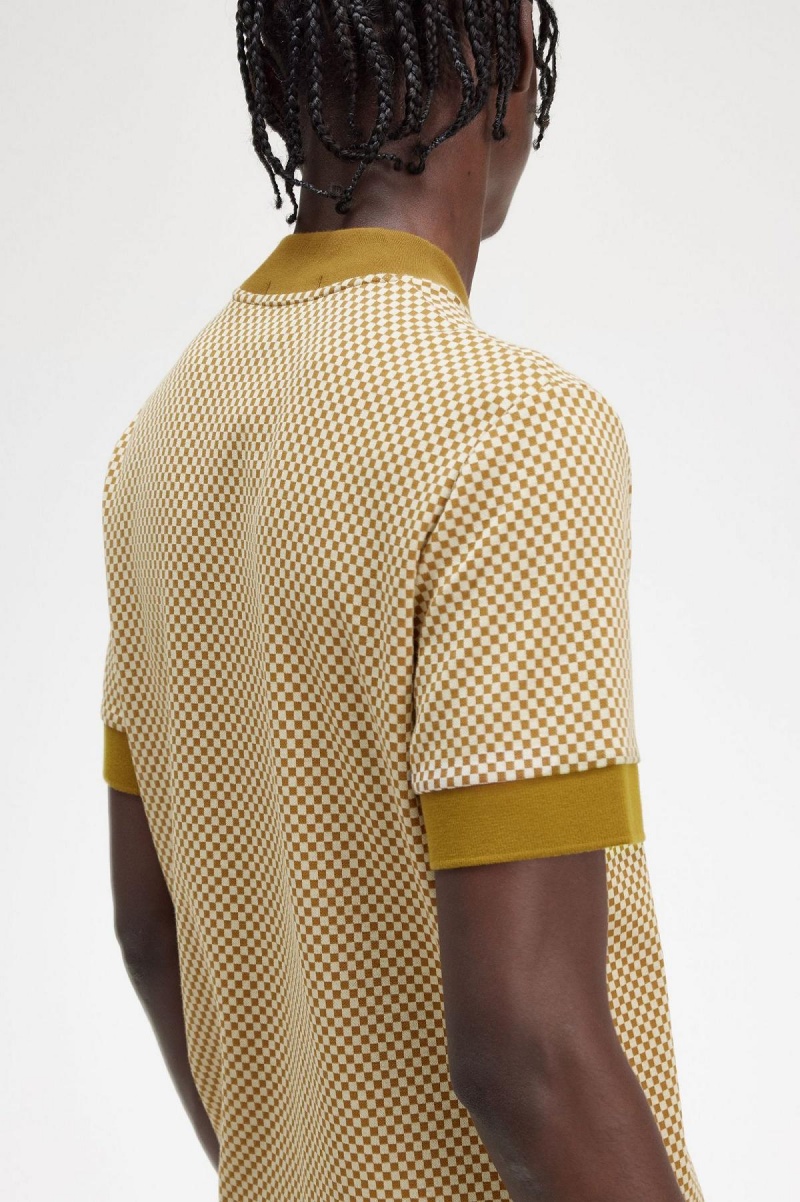 Fred Perry Micro Chequerboard T-shirts Herren Dunkel | YCHVQ89326