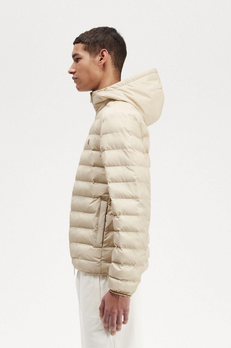 Fred Perry Mit Kapuze Insulated Mäntel Herren Oatmeal | PCHQX37440