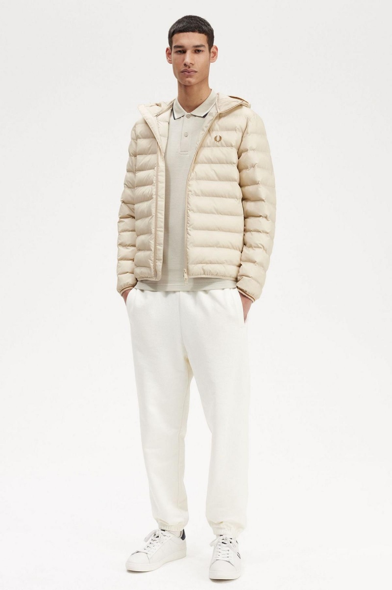 Fred Perry Mit Kapuze Insulated Mäntel Herren Oatmeal | PCHQX37440