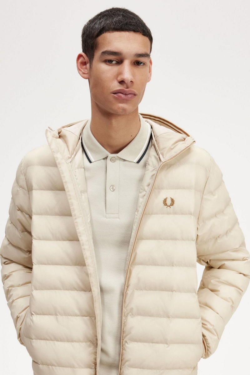 Fred Perry Mit Kapuze Insulated Mäntel Herren Oatmeal | PCHQX37440