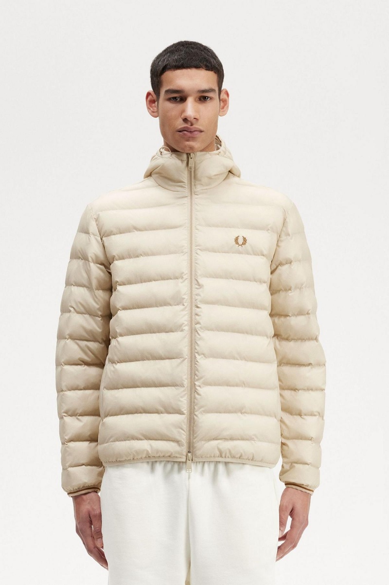 Fred Perry Mit Kapuze Insulated Mäntel Herren Oatmeal | PCHQX37440