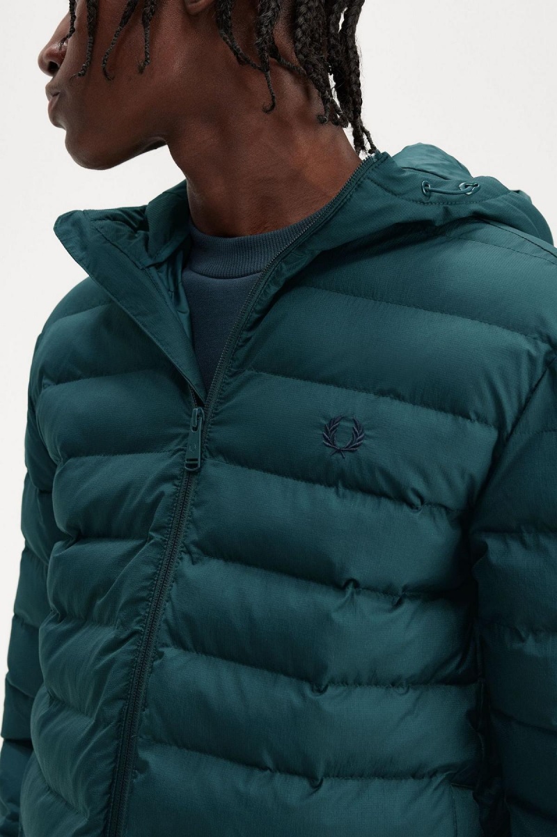 Fred Perry Mit Kapuze Insulated Mäntel Herren Blau | ECHHC29614