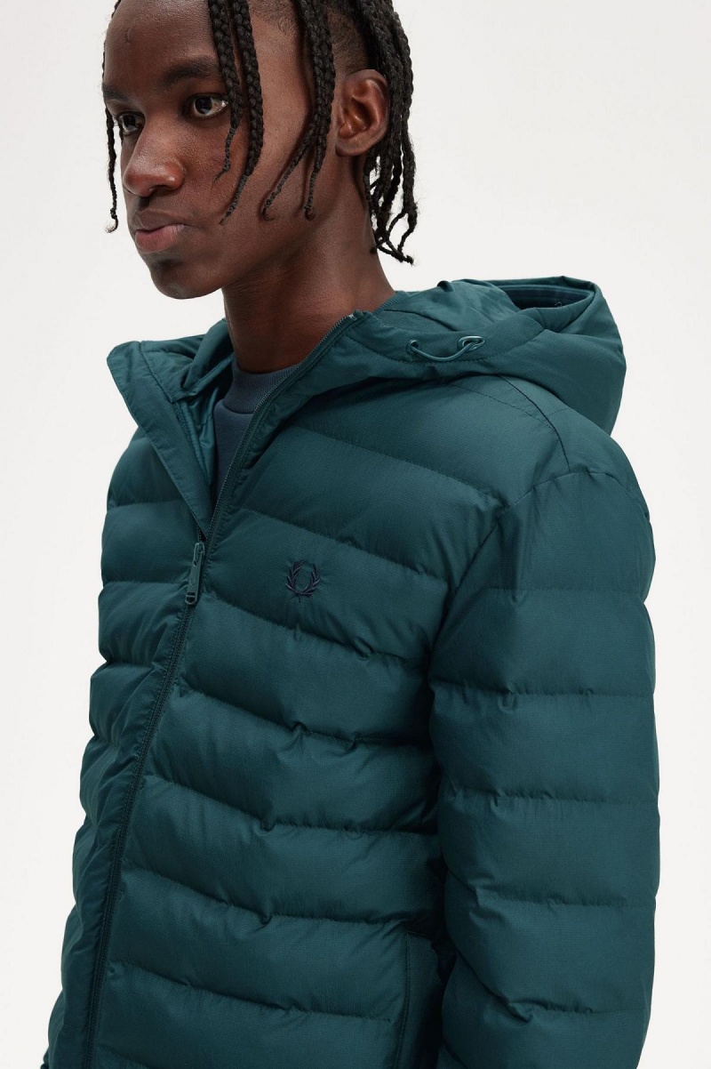 Fred Perry Mit Kapuze Insulated Mäntel Herren Blau | ECHHC29614
