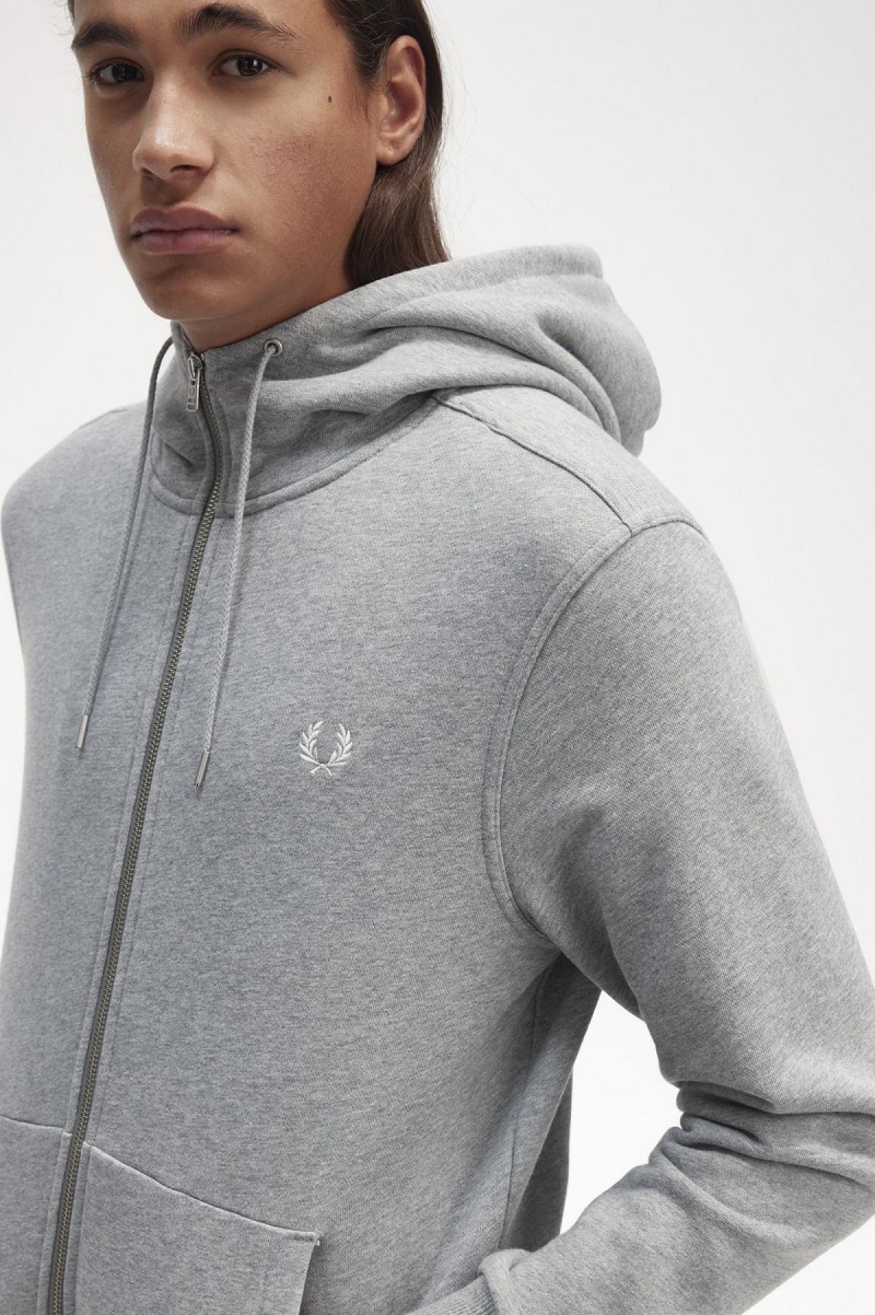 Fred Perry Mit Kapuze Zip Through Sweatshirts Herren Steel Marl | CHQCS88243