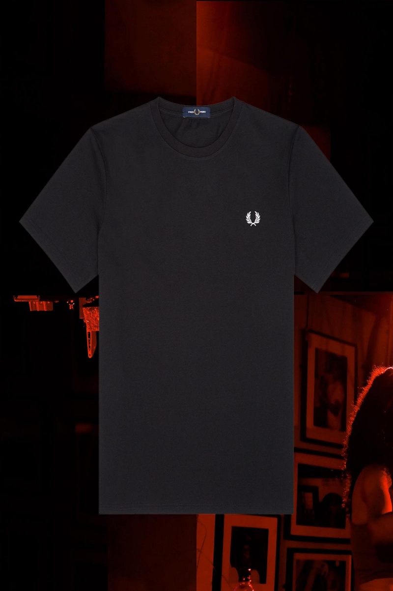 Fred Perry Munich Ringer T-shirts Herren Schwarz | BCHSD30864