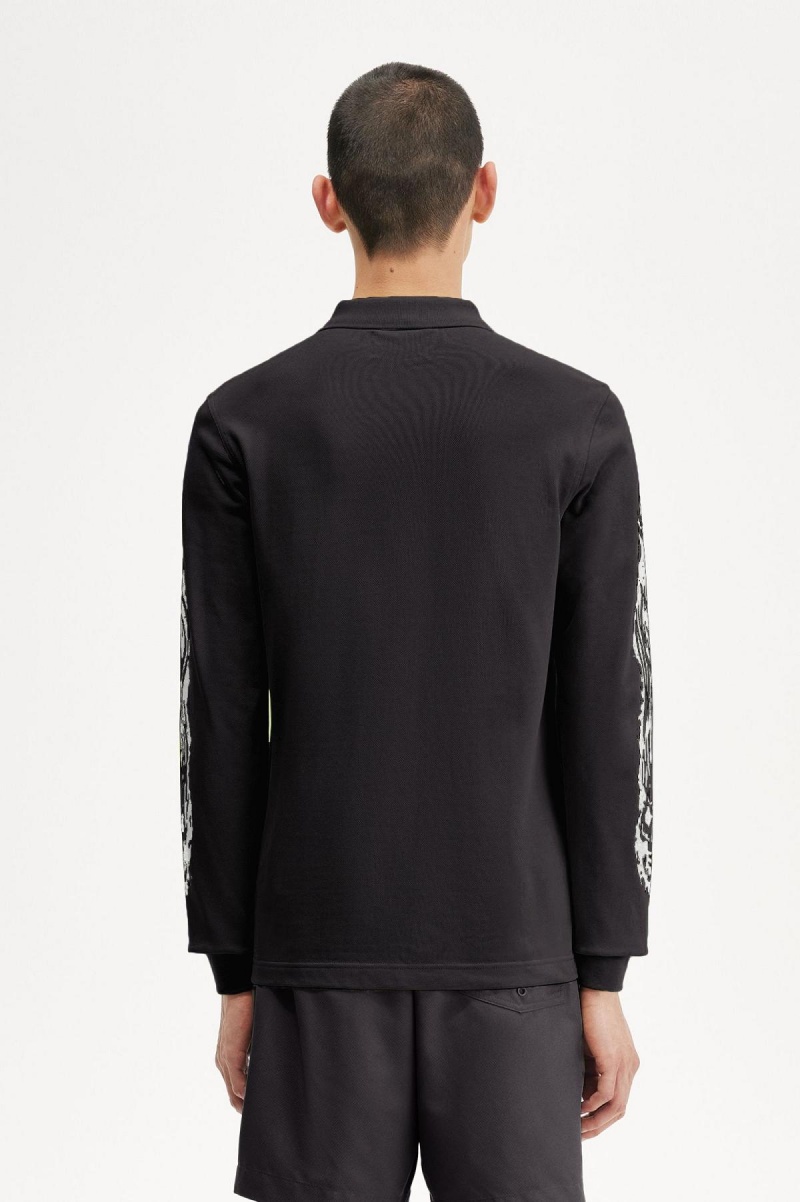 Fred Perry Noongoons Long Sleeve Graphic Polo Shirt Polo Shirts Herren Schwarz | SCHVO64270