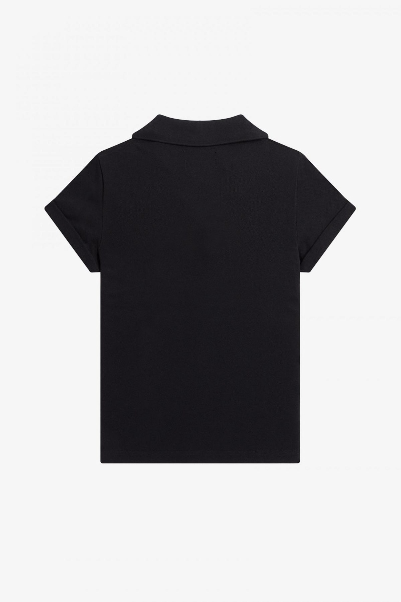 Fred Perry Open-Collar Piqué Polo Shirts Damen Schwarz | CHJBT43275