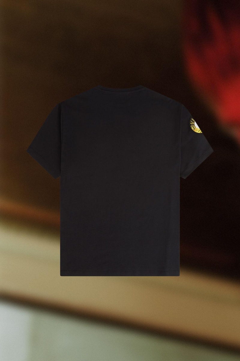 Fred Perry Oversized Patch Detail T-shirts Herren Schwarz | CHJZR49611