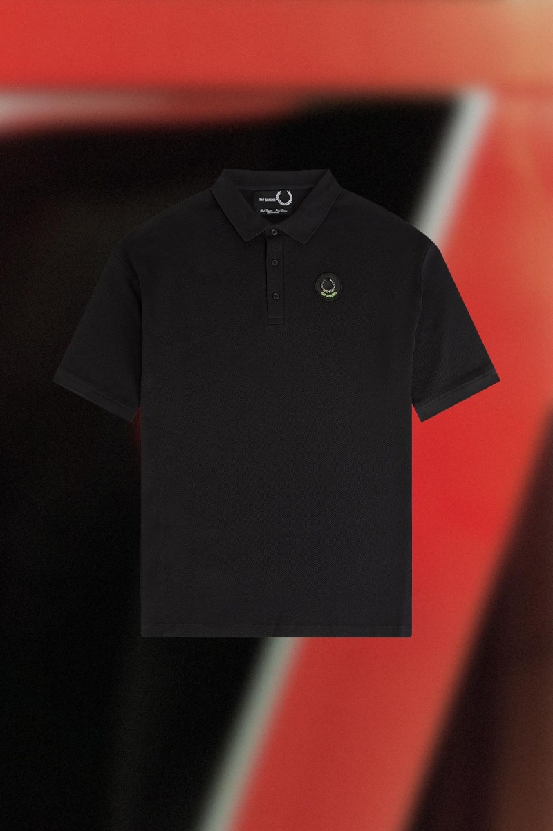 Fred Perry Oversized Printed Polo Shirt Polo Shirts Herren Schwarz | PCHER68659