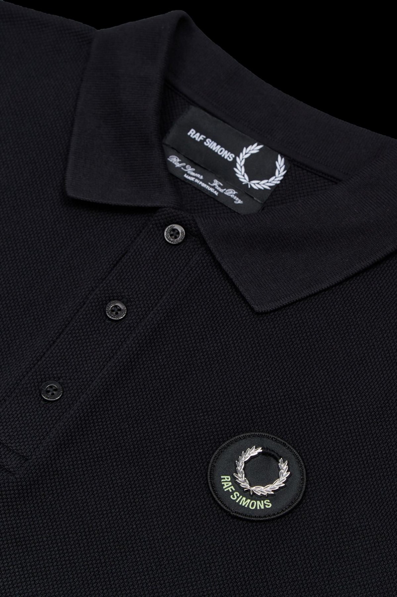 Fred Perry Oversized Printed Polo Shirt Polo Shirts Herren Schwarz | PCHER68659