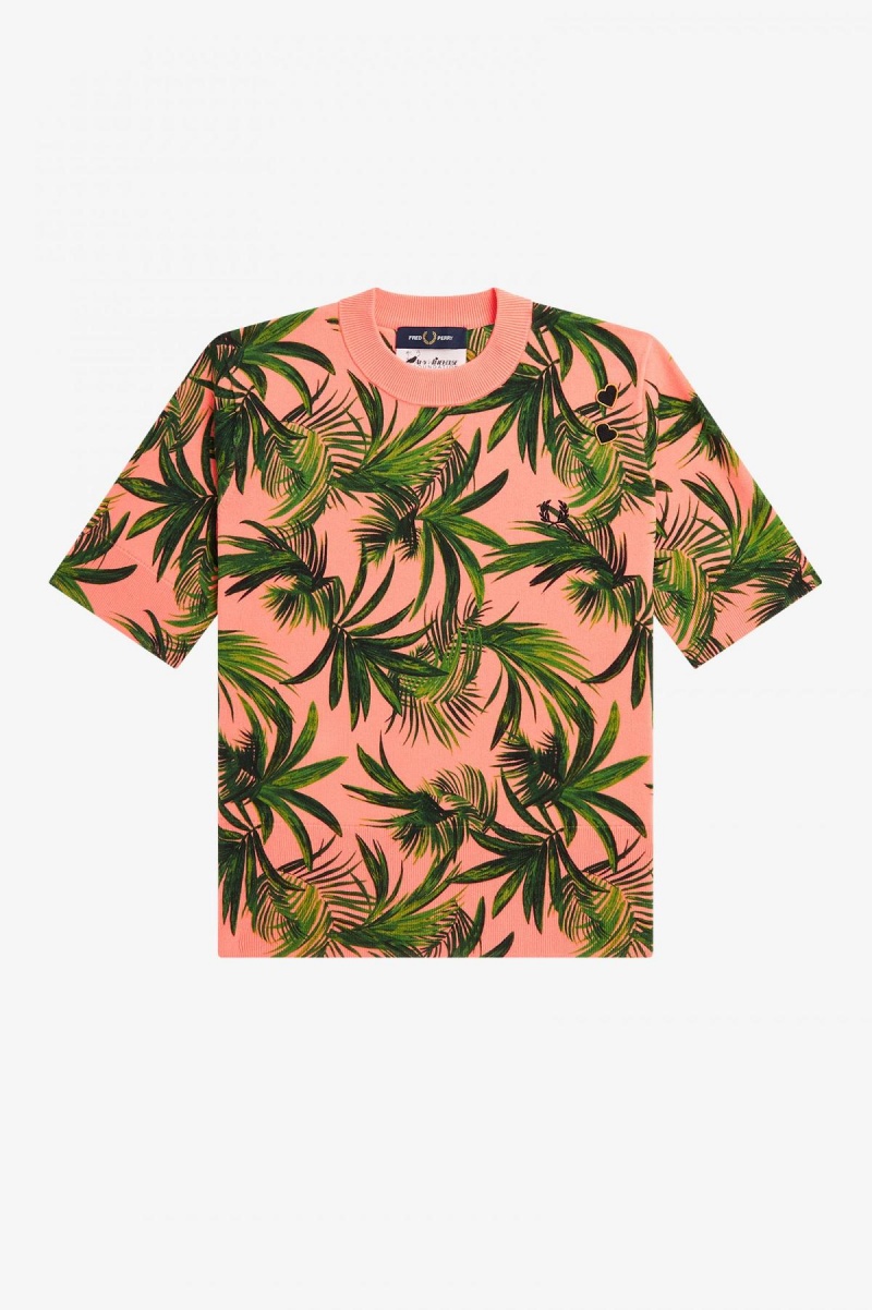 Fred Perry Palm Print Jumper Strickwaren Damen Koralle | CHDFL65267