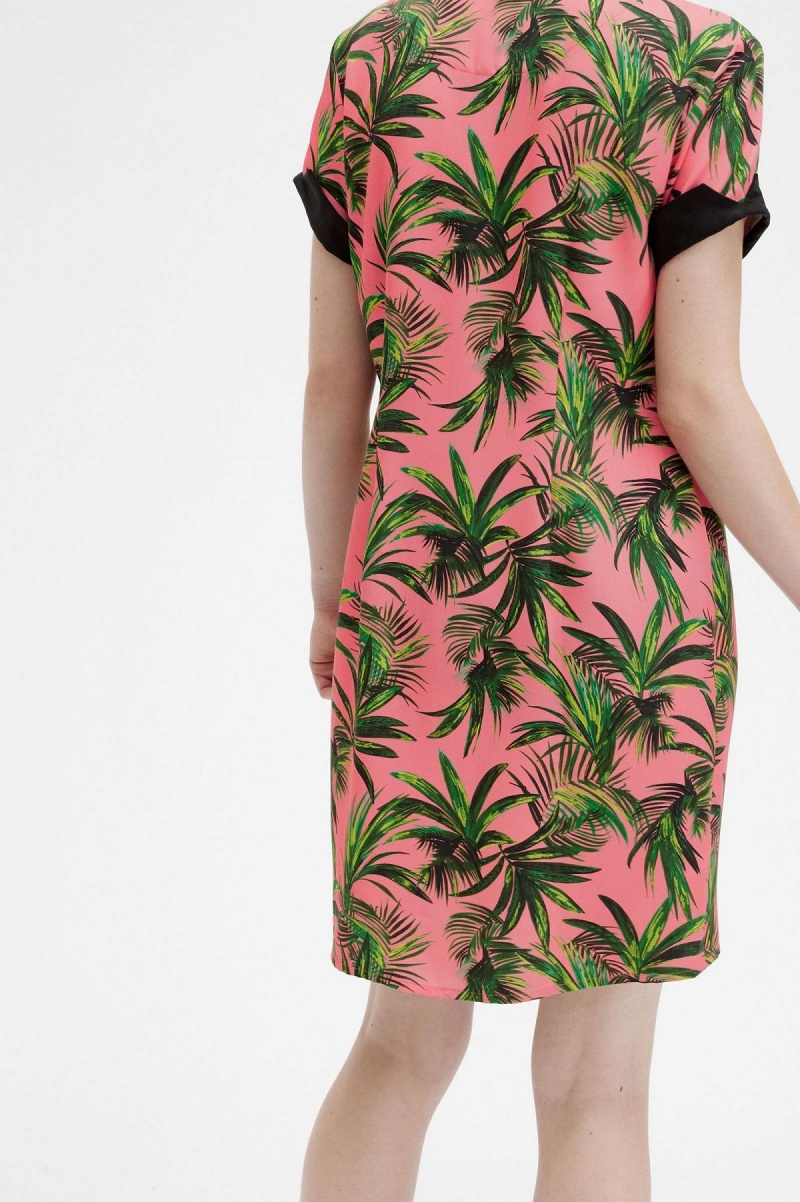 Fred Perry Palm Print Shirt Kleid Damen Koralle | CHDFL37804