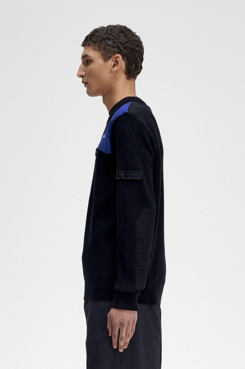 Fred Perry Patch Detail Jumper Strickwaren Herren Schwarz | FCHHY78828