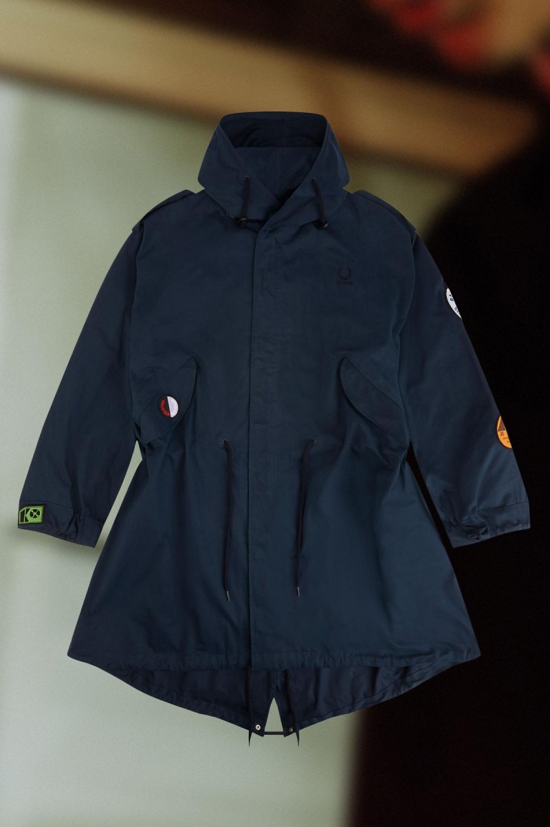 Fred Perry Patch Detail Parka Mäntel Herren Navy | XCHBH14304