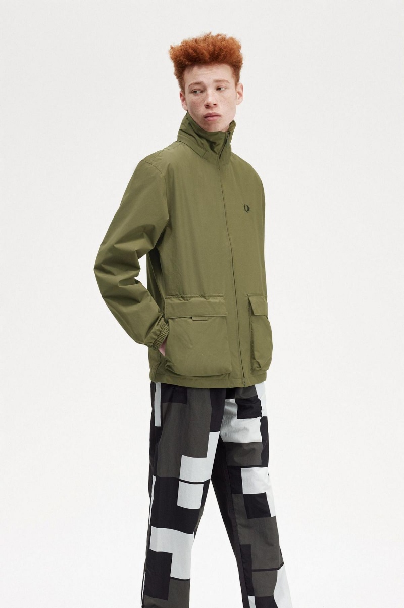 Fred Perry Patch Pocket Zip Through Mäntel Herren Grün | SCHVO67128