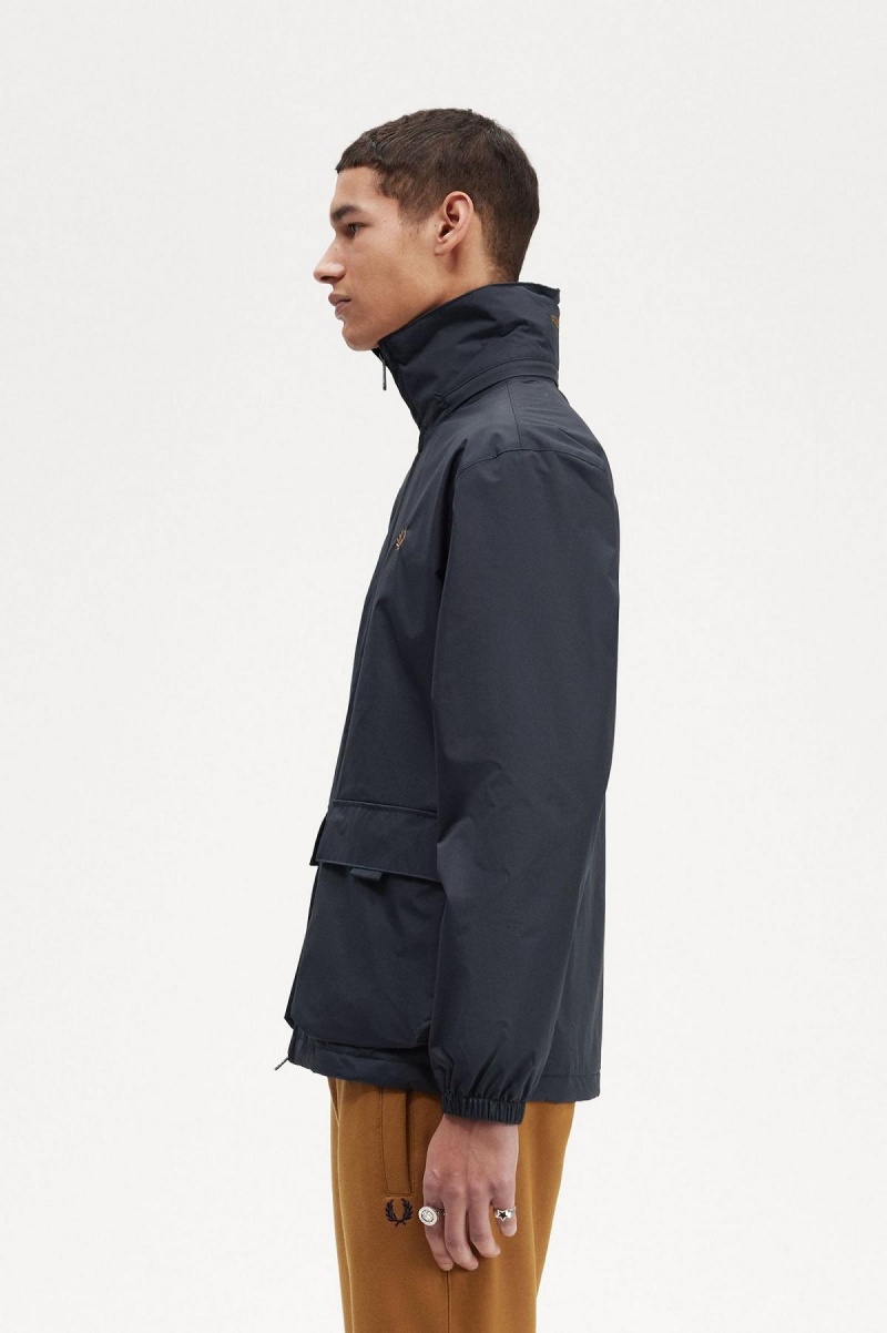 Fred Perry Patch Pocket Zip Through Mäntel Herren Navy | SCHVO60454