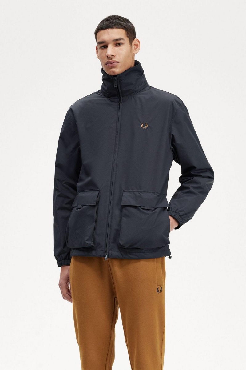 Fred Perry Patch Pocket Zip Through Mäntel Herren Navy | SCHVO60454