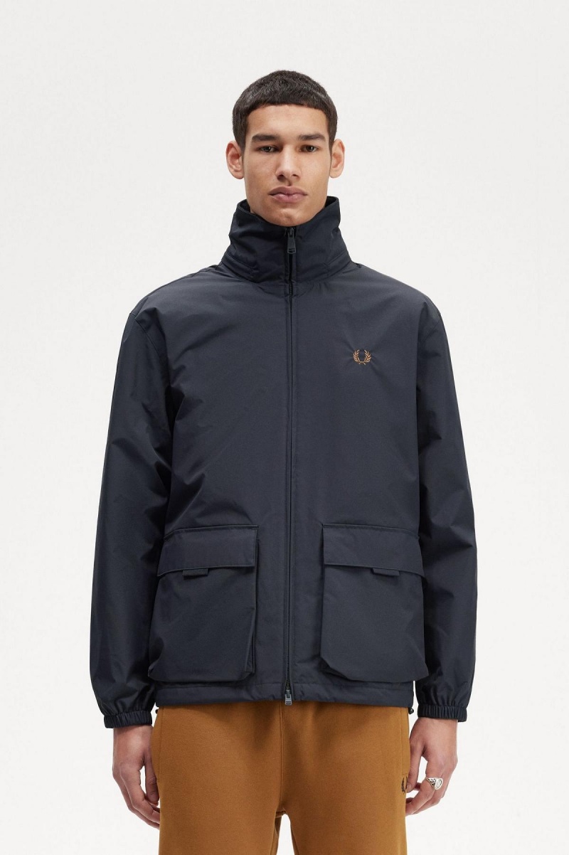 Fred Perry Patch Pocket Zip Through Mäntel Herren Navy | SCHVO60454