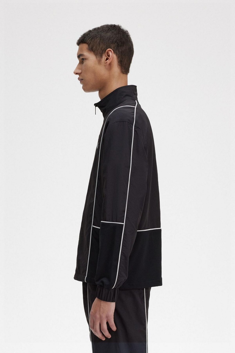 Fred Perry Piped Shell Mäntel Herren Schwarz | CHJZR22073