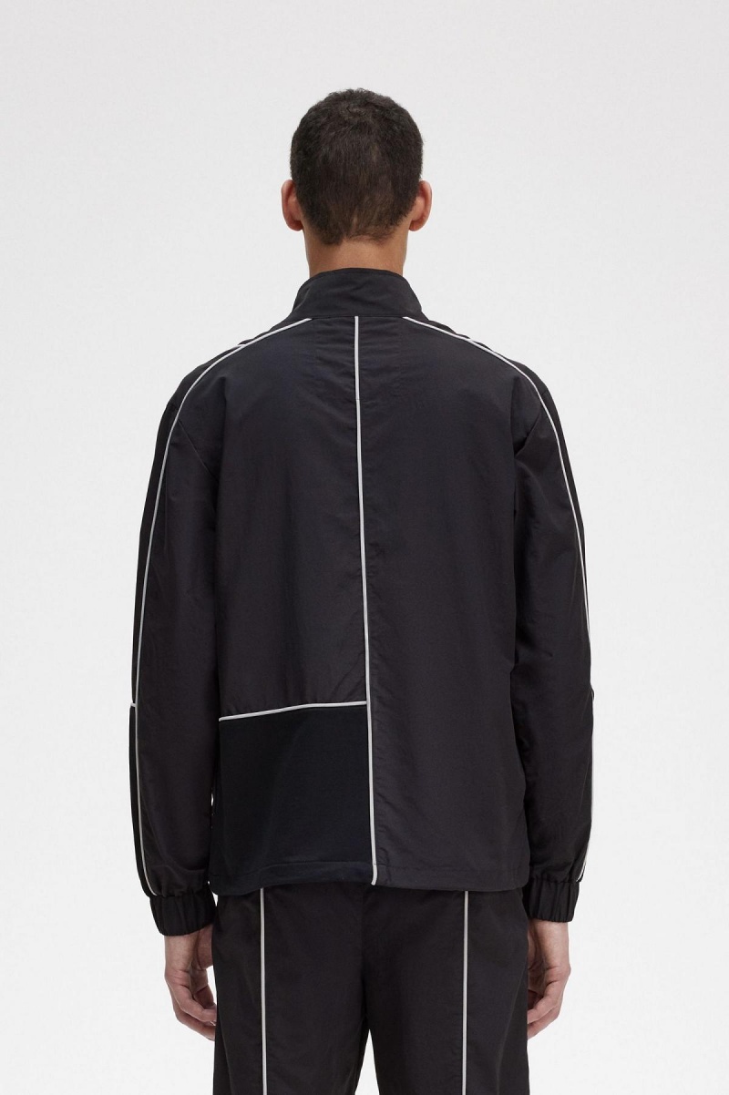 Fred Perry Piped Shell Mäntel Herren Schwarz | CHJZR22073