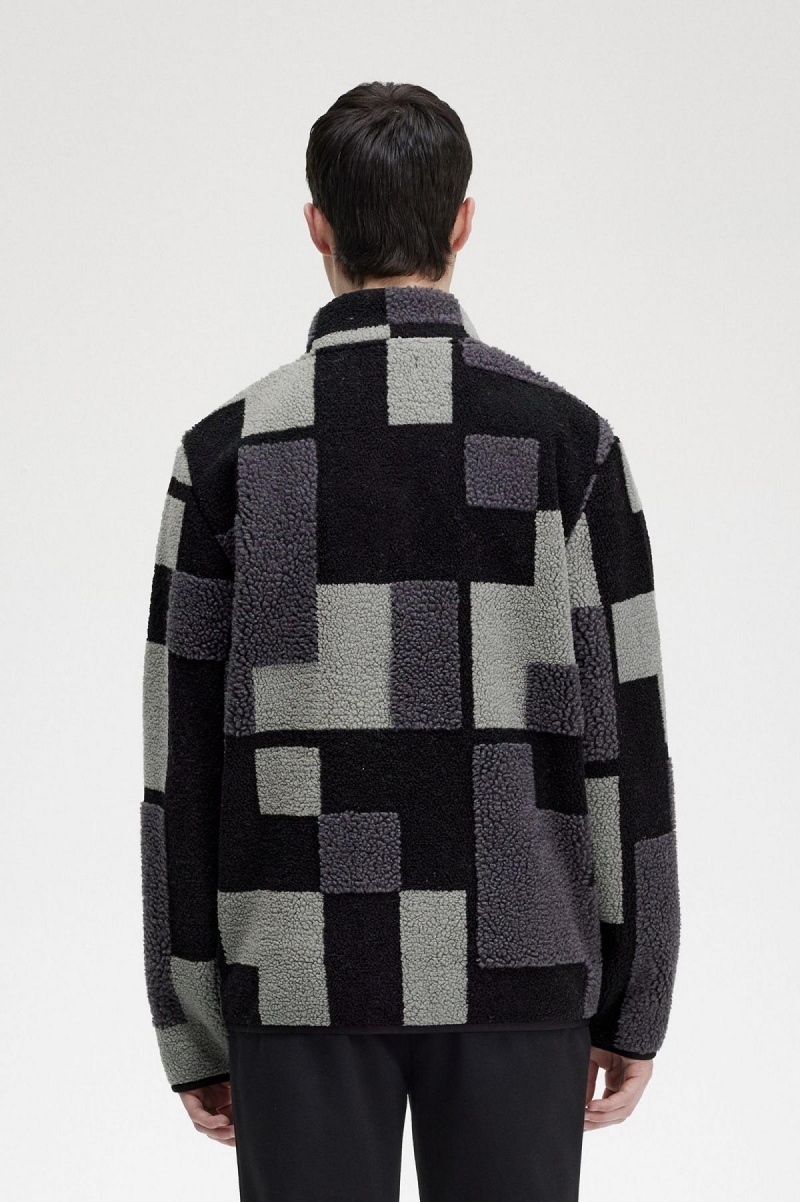 Fred Perry Pixel Borg Fleece Sweatshirts Herren Schwarz | SCHVO45955
