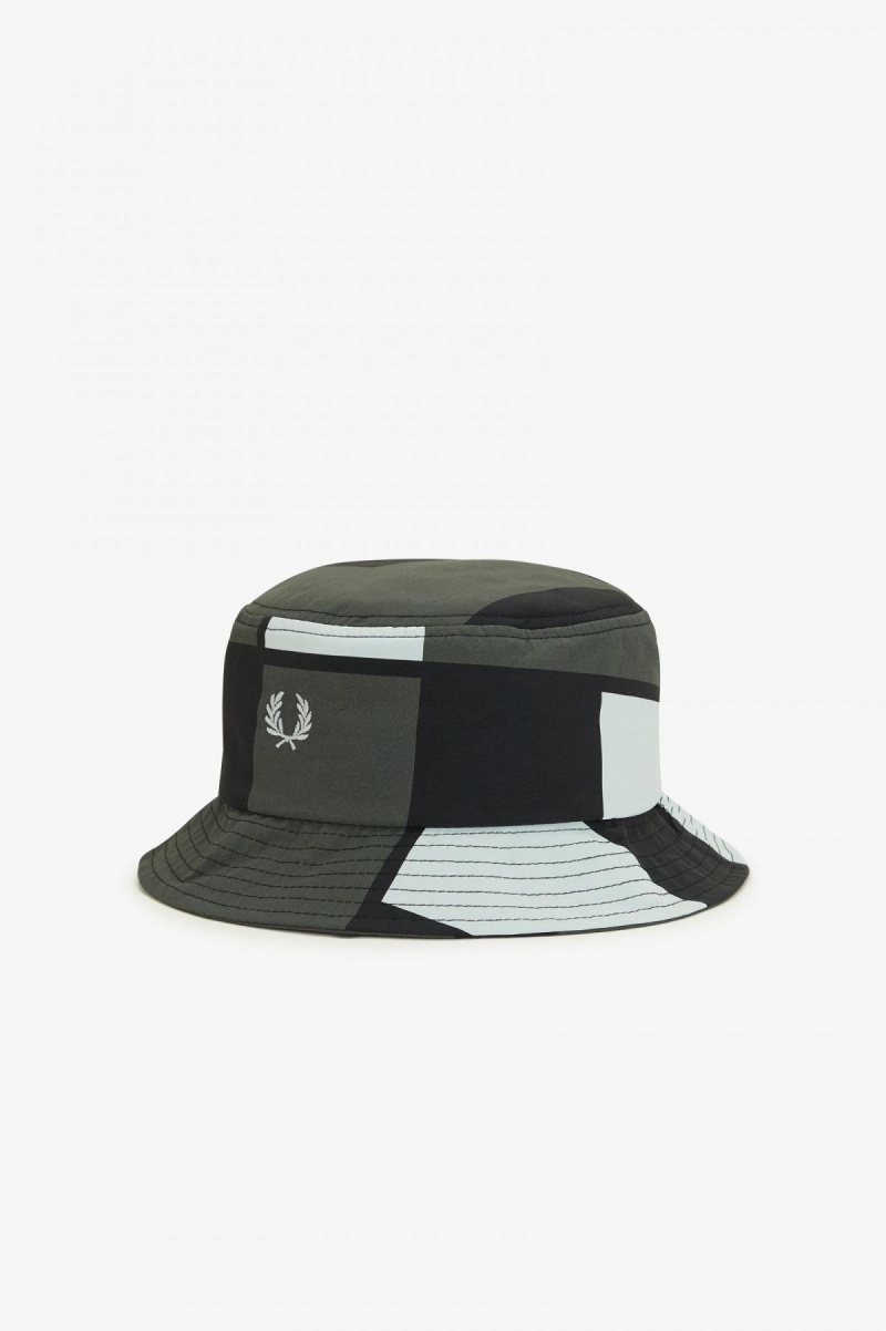 Fred Perry Pixel Print Bucket Hut Accessories Hellgrün Schwarz | CHCVG31424