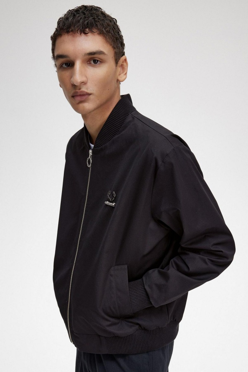 Fred Perry Printed Bomber Mäntel Herren Schwarz | CHZDE72514