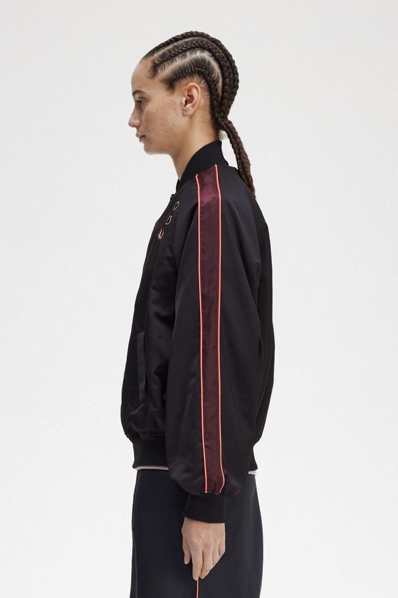 Fred Perry Printed Lining Bomber Mäntel Damen Schwarz | ECHVG98165