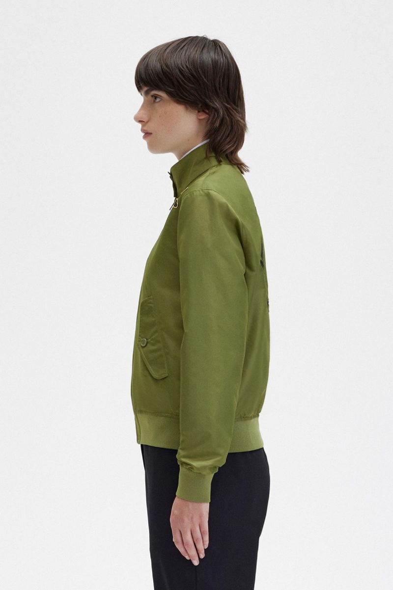 Fred Perry Printed Lining Zip-Through Mäntel Damen Grün | MCHHR85785