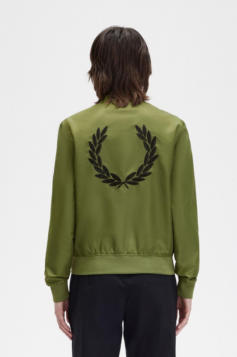 Fred Perry Printed Lining Zip-Through Mäntel Damen Grün | MCHHR85785