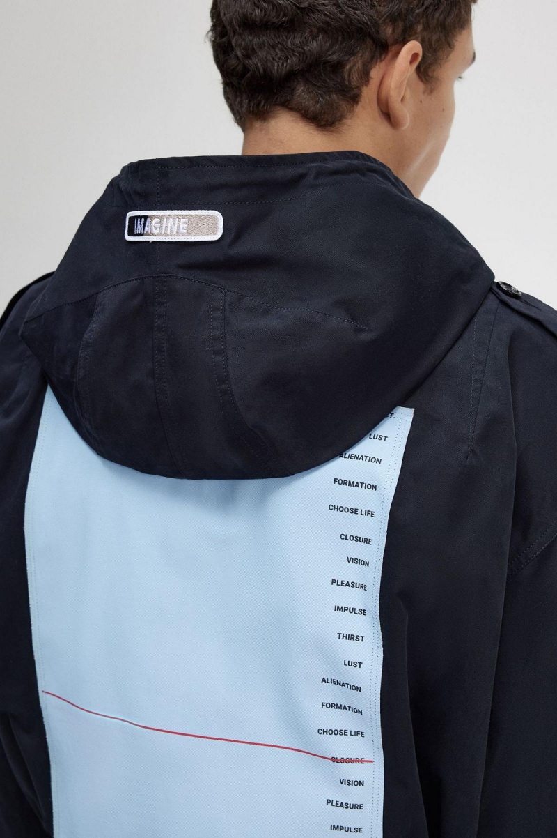 Fred Perry Printed Patch Parka Mäntel Herren Schwarz | QCHUV37861