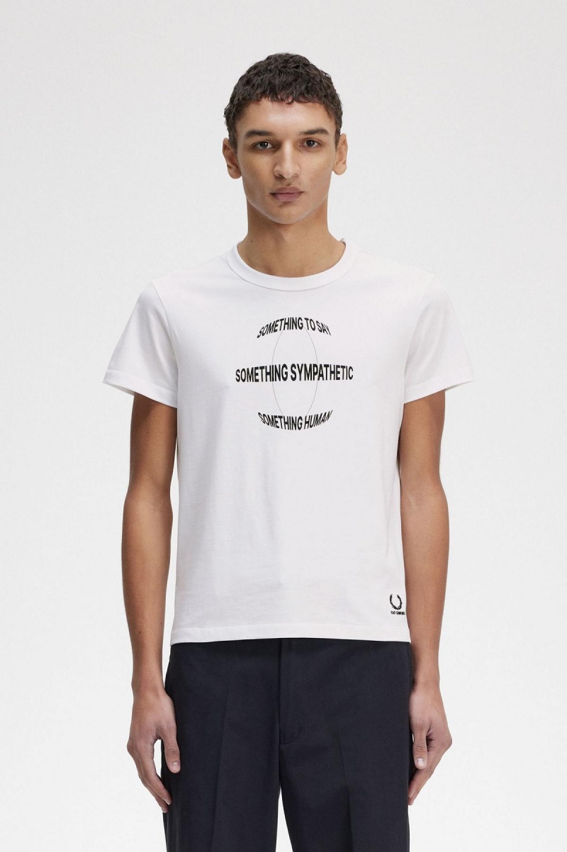 Fred Perry Printed Slim-Fit T-shirts Herren Weiß | MCHFT24583