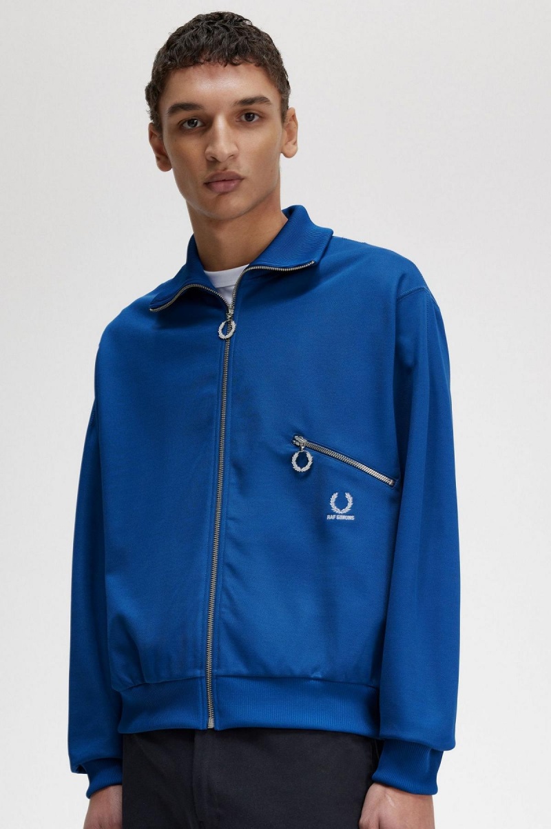 Fred Perry Printed Trainingsjacke Herren Königsblau Blau | ACHDF75895