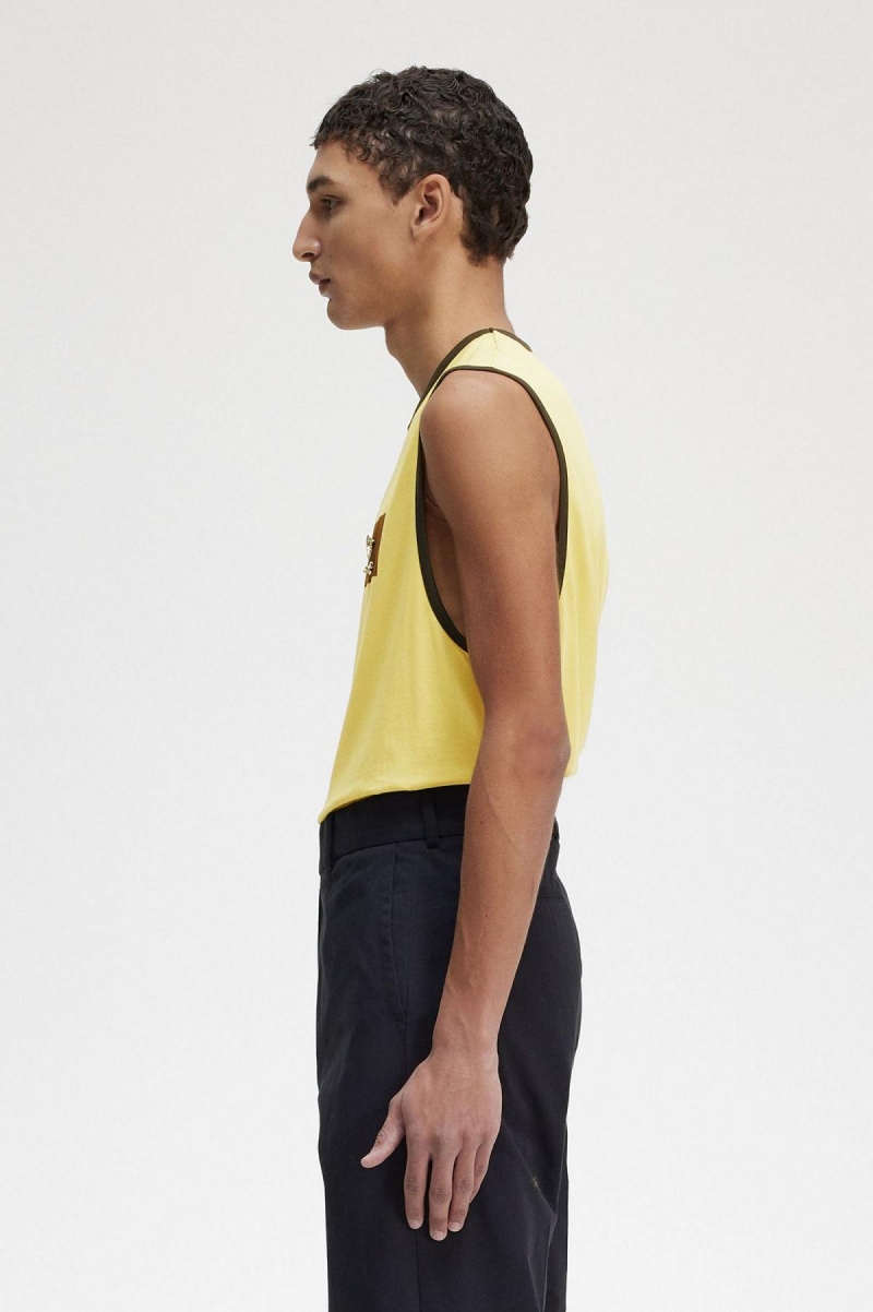 Fred Perry Printed Vest T-shirts Herren Dirty Lime | SCHNY60235